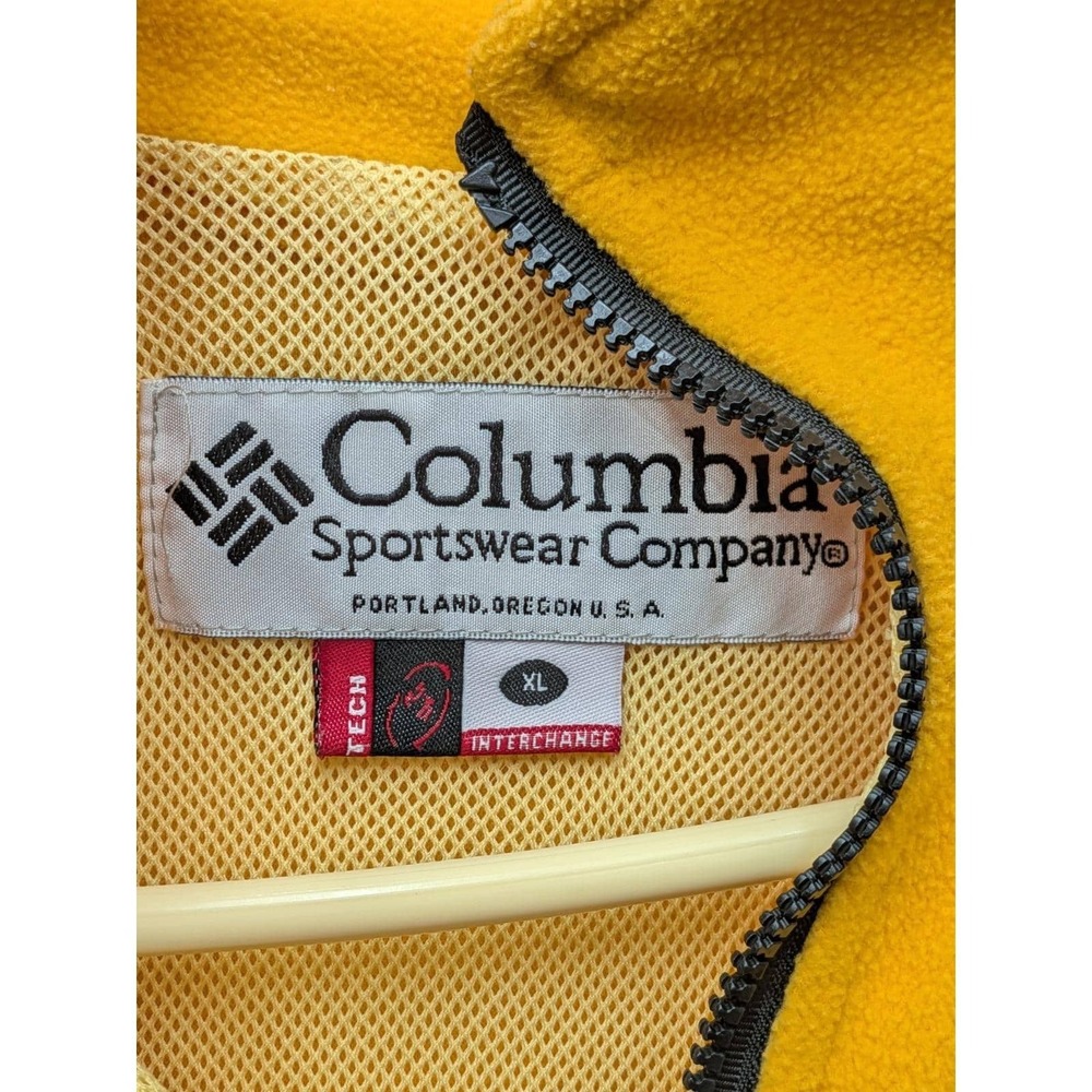 Vtg Columbia Yellow Fleece Jacket Full Zip Made in the USA Tech Interchange XLP - Picture 3 of 13